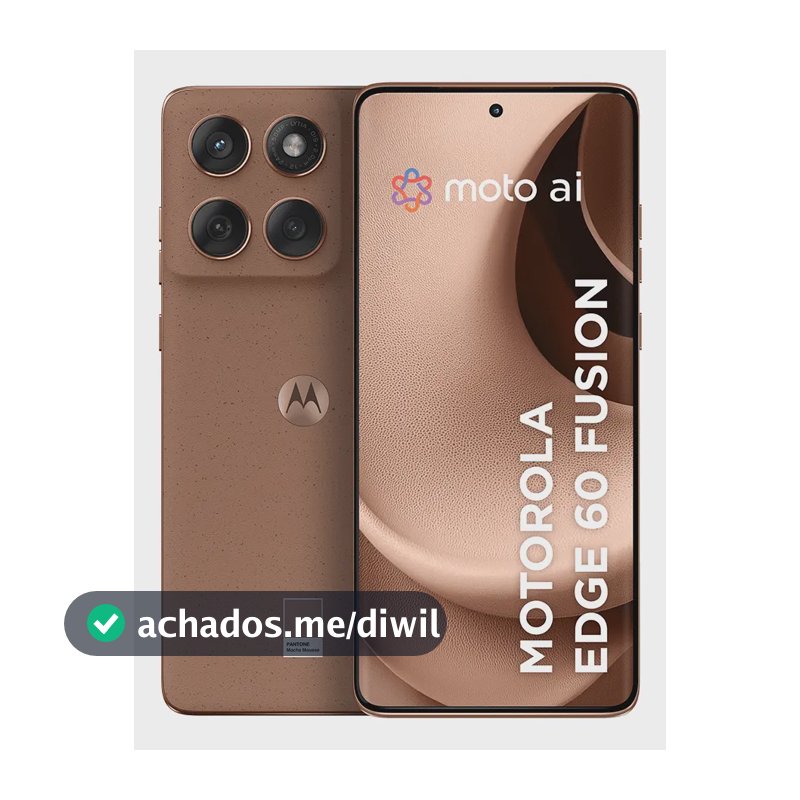 Smartphone Motorola Edge 60 Fusion 5G - 256GB 8GB RAM+16GB Ram Boost, Tela Quad-Curve moto AI 50MP Sony Camera ultrarresistencia militar IP68 + IP69 - Mocha Mousse