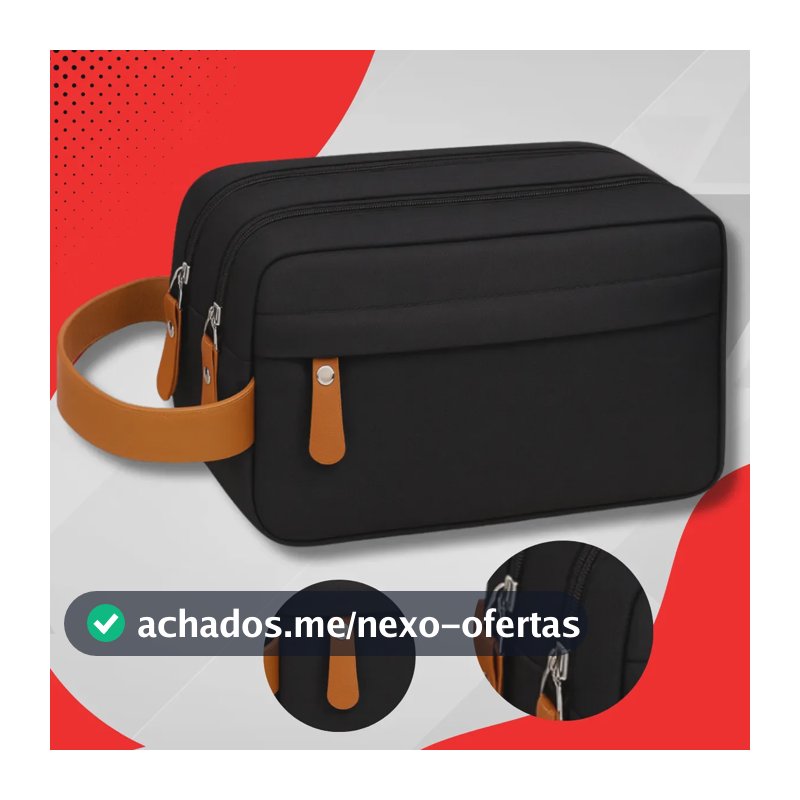 Necessaire Viagem Trabalho Organizador Masculino Feminino Impermeavel Unissex Estojo Preto Anne