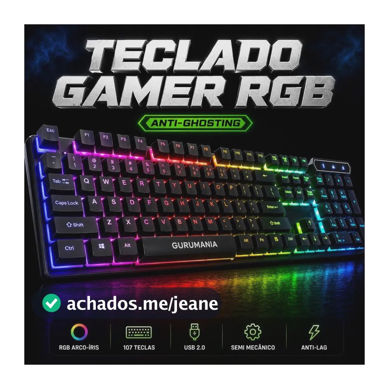 Teclado Gamer Gurumania Semi Mecanico Rgb Led Anti-Ghosting Usb Pc Xbox PS4 PS5