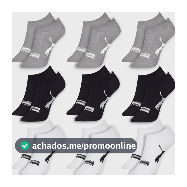 Kit 9 Pares Meias Puma Sapatilha Soquete Invisível Original