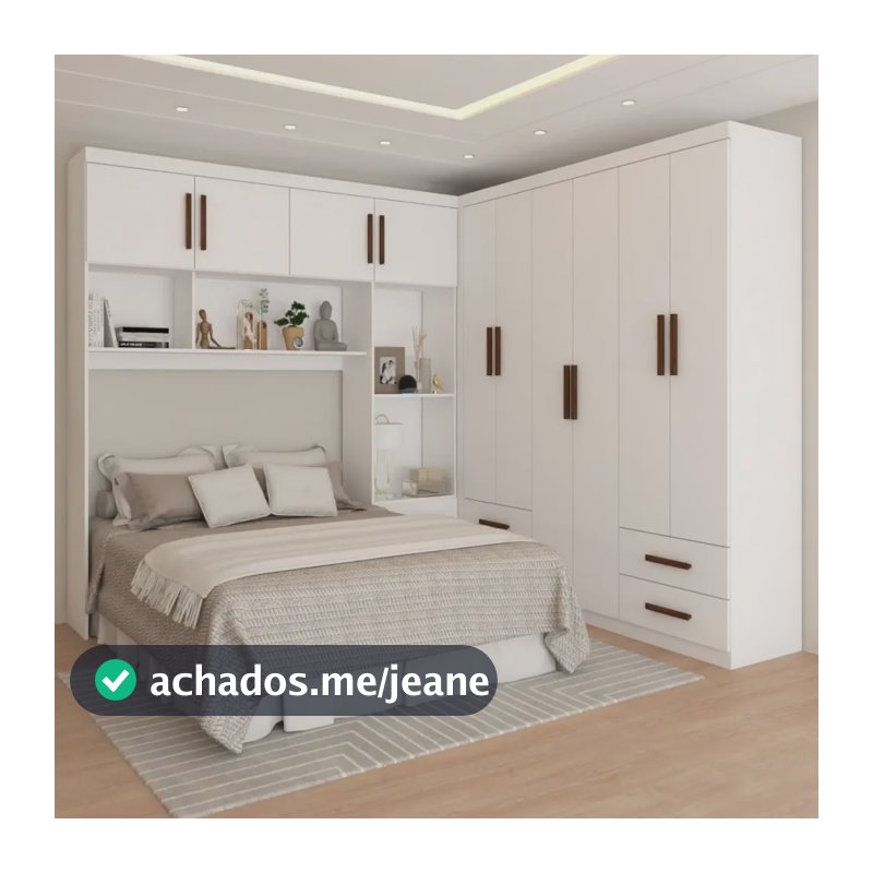 Guarda-roupa Casal Modulado Com Cama Paradise 10 Portas Cor Branco