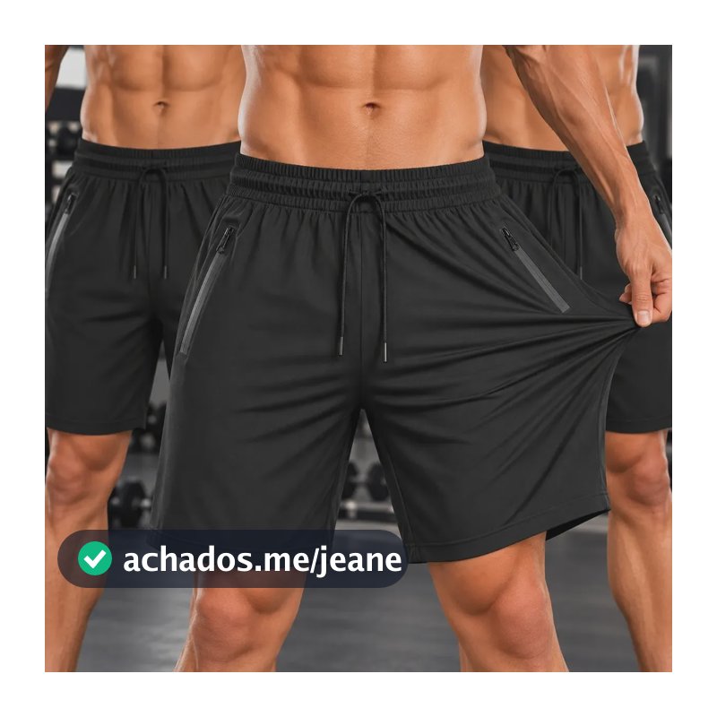 Kit 3 Bermudas Dry Fit De Alto Padrão Para Academia Preto M