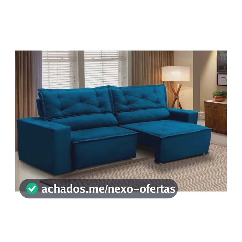 Sofá Retrátil E Reclinável Com Molas 1,80m Livia Suede Azul