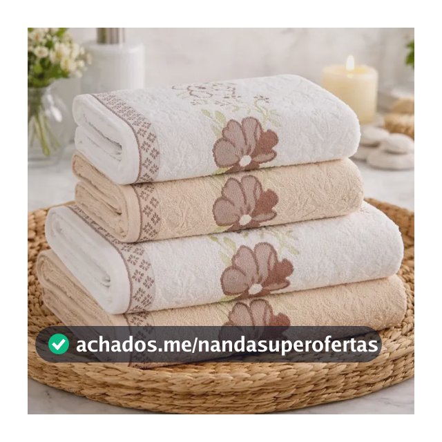 Jogo De Toalhas Karsten 100% Algodão Floral Grossa 4 Peças