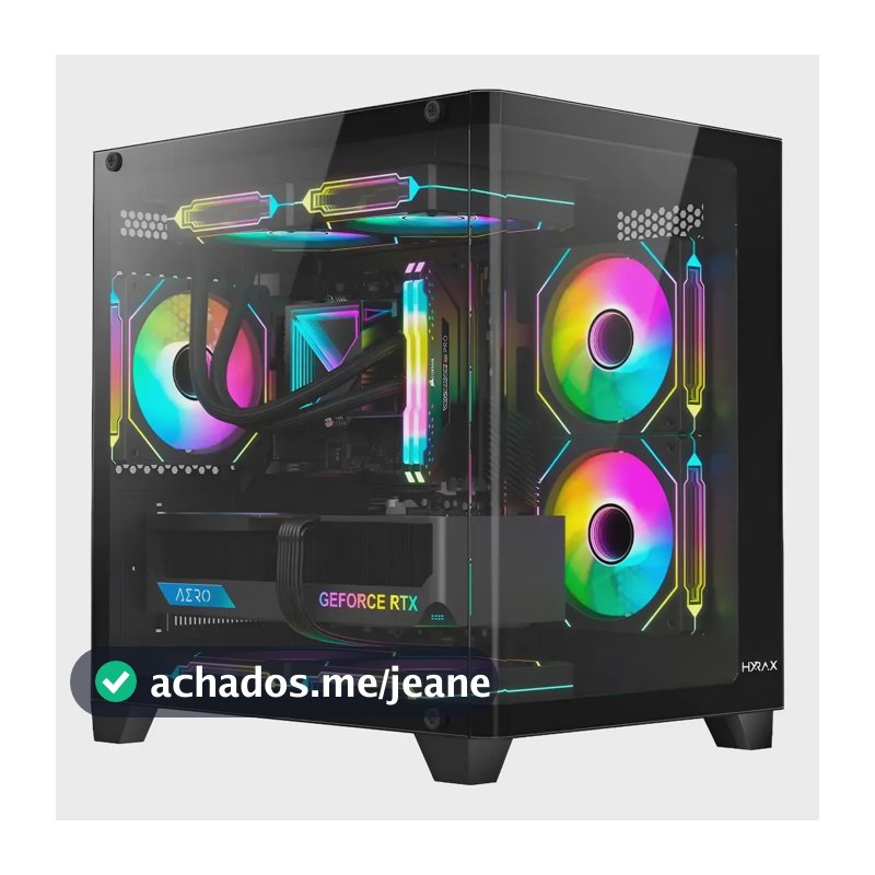 Gabinete Gamer Hyrax, Hgb750, Mini Tower, Curvo - Temperado Cor Preto