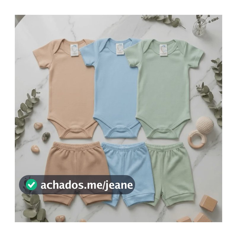 Kit 3 Conjuntos Bebê Algodão Body Manga Curta + Shorts Macio Kit 3 Menino M