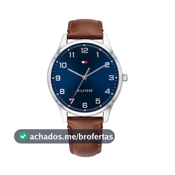 Relógio Tommy Hilfiger 1791659 Cor de malha original: cor de moldura marrom, cor de fundo prateada, cor de fundo azul