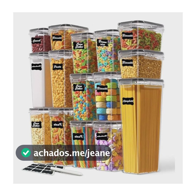 Kit7 Pote Hermético Qd Resistente Cozinha Dispensa Alimento Transparente