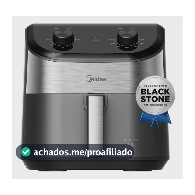 Fritadeira Air Fryer 4,5l Widemax Com Interior De Alumínio 1500w Midea