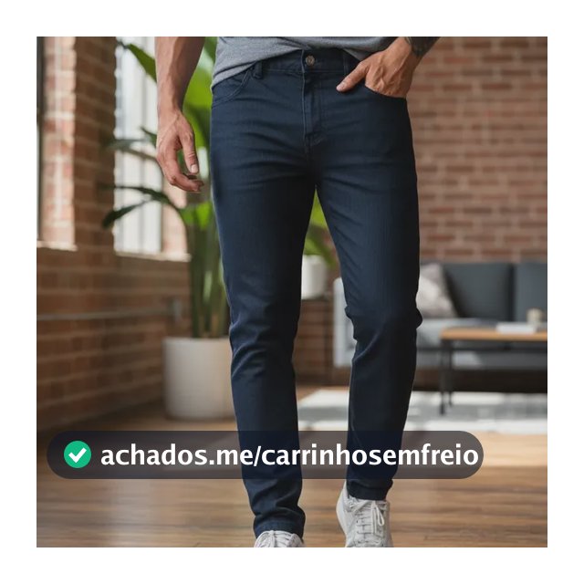 Calça Jeans Masculina Basica Tradicional Premium Lycra Preto Liso 44