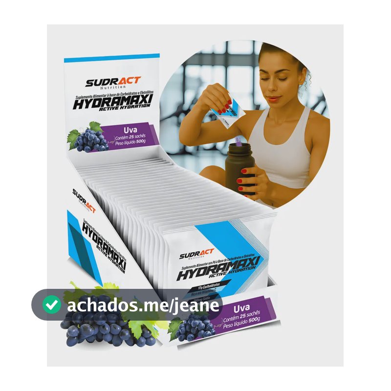 Isotônico Hydramaxi Sudract - 25 Sachês De 20g Rico Em Vit C Sabor Uva