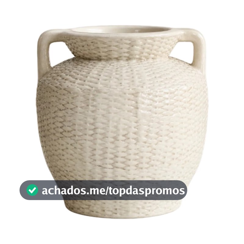 Handle Woven Texture Decorative Vase For Home Tabletop Displ White