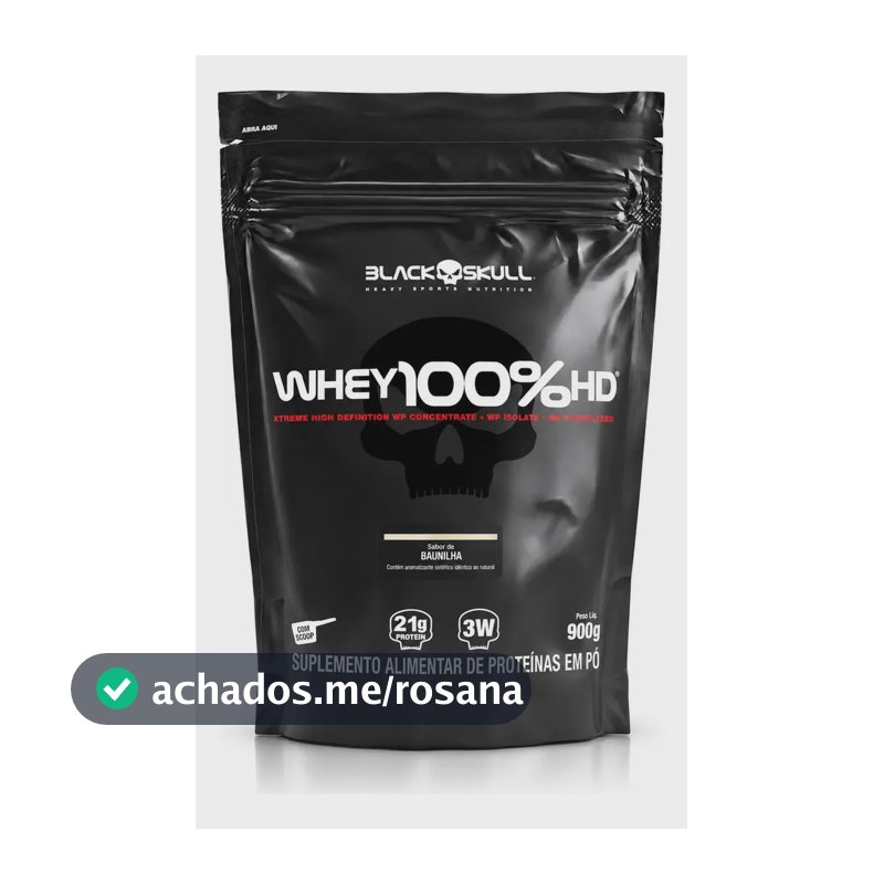 Proteína Black Skull Whey 100% HD em pó sabor Baunilha x 900g