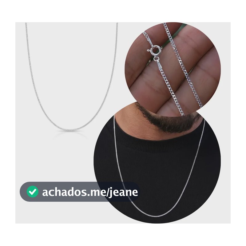 Corrente Masculina Em Prata 925 Grumet Escamada Argennti 1m 50 Cm 1 Mm
