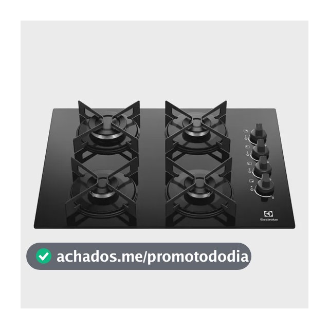 Cooktop 4 Bocas a Gás Electrolux Mesa de Vidro Efficient Grade de Aço Fosco (KE4GR) Bivolt