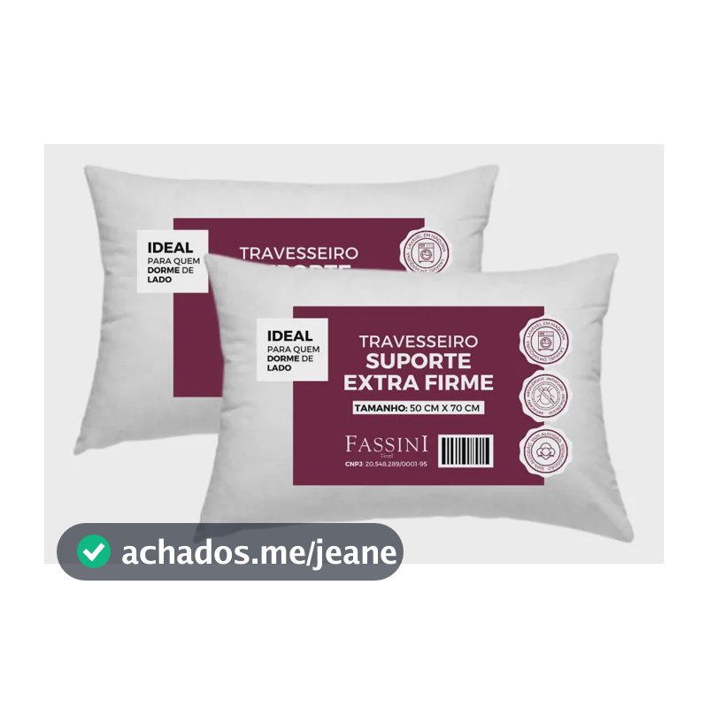 Kit 2 Travesseiro Antialérgico 50x70 Extra Firme Branco