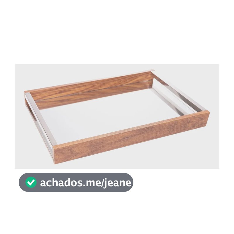 Bandeja Com Espelho Branch 35cm X 25cm Madeira - Wolff