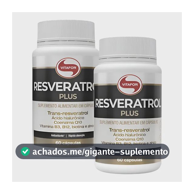 Kit (2 Unid) Resveratrol Plus 60 Cápsulas Vitafor Sem Sabor Natural