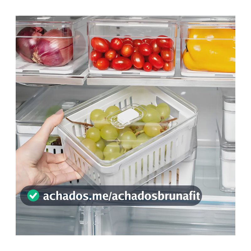 Organizador Geladeira Tampa Acrílico Drenagem 2,2 Litros