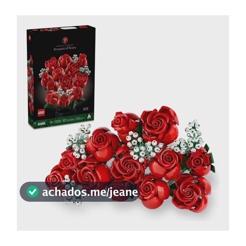 LEGO® Botanicals Buquê de Rosas 10328; kit de construção com 12 rosas e 4 ramos de mosquitinho; 18+