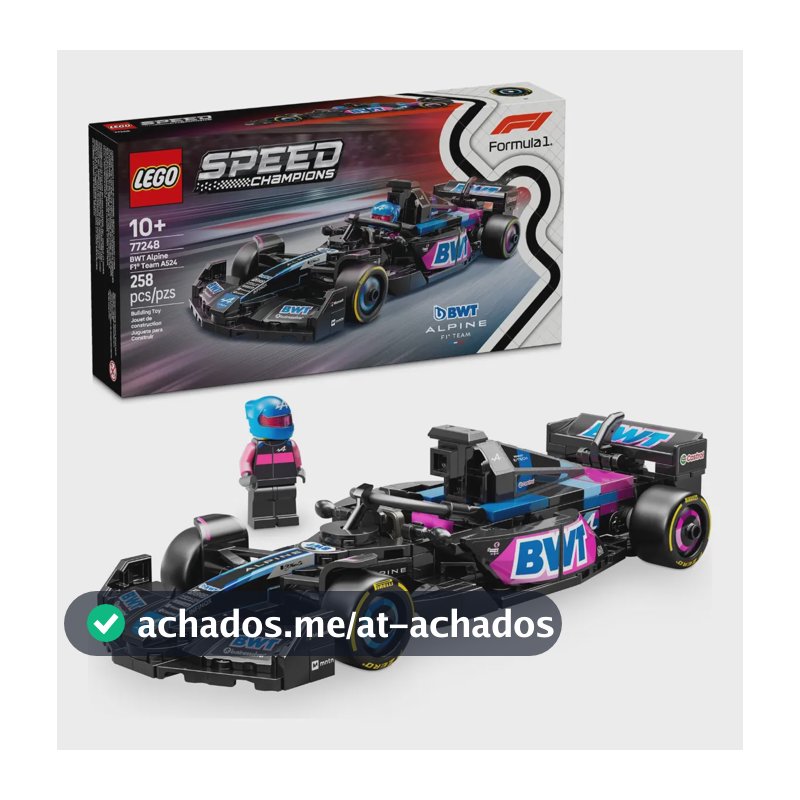 LEGO Speed Champions Carro de Corrida BWT Alpine F1 Team A524 77248; Carro de Fórmula 1 de brinquedo para montar