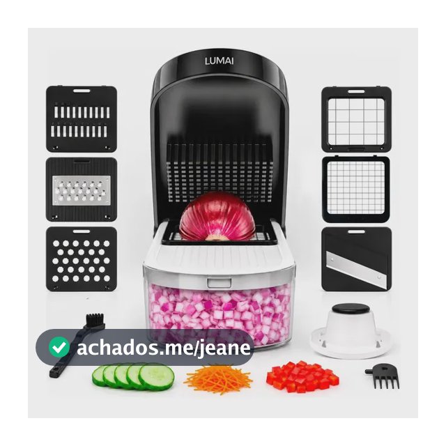 LUMAI Cortador Ralador de Legumes Queijos Vegetais e Frutas 6 Em 1, Mandolin Mandoline Fatiador Picador Processador, Utensilio Acessórios Para Cozinha, Recipiente Robusto 1,2L, Lâminas de Aço Inox