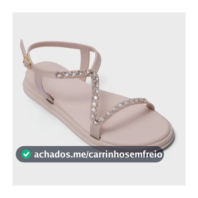Sandália Papete Feminina Rasteira Brilho Strass Luxo Ajuste!