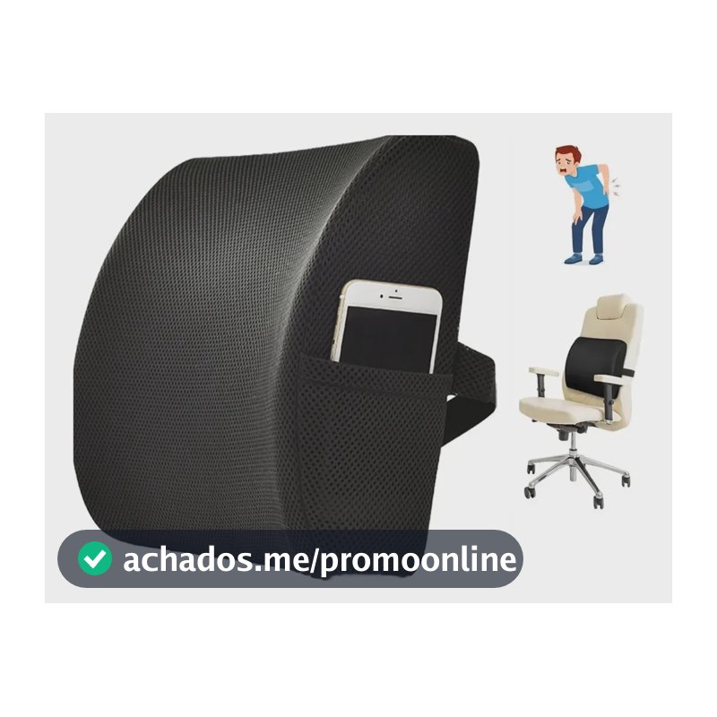 Almofada Anatomica Lombar Ortopédica Costas Cadeira Gamer Preto
