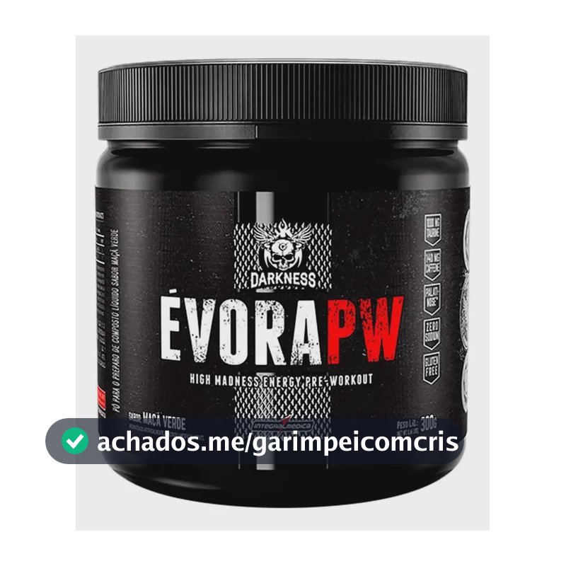 Suplemento em pó Darkness Pré Treino Alanina Évora PW sabor Maçã verde x 300g
