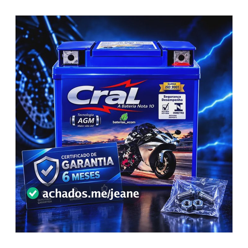 Bateria Moto Cral 6ah Cg Titan 125 150 160 Bros Xre Biz Pcx Direito