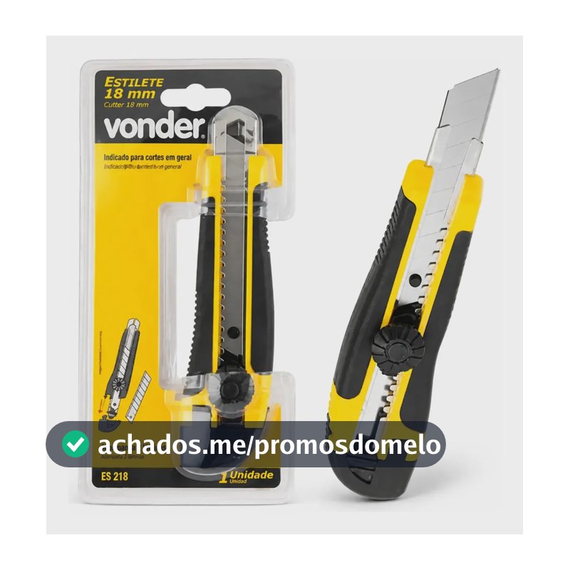 Estilete Largo Lâmina 18mm Profissional ES 218 Vonder