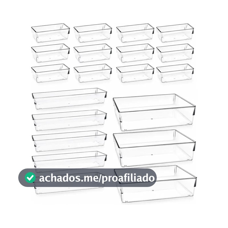 Kit Organizador de Acrílico para Maquiagem e Gavetas com 21 Peças