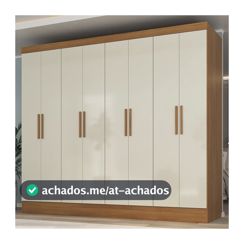 Guarda Roupa Casal 8 Portas 4 Gavetas Jatobá Yescasa Cinamomo/off White