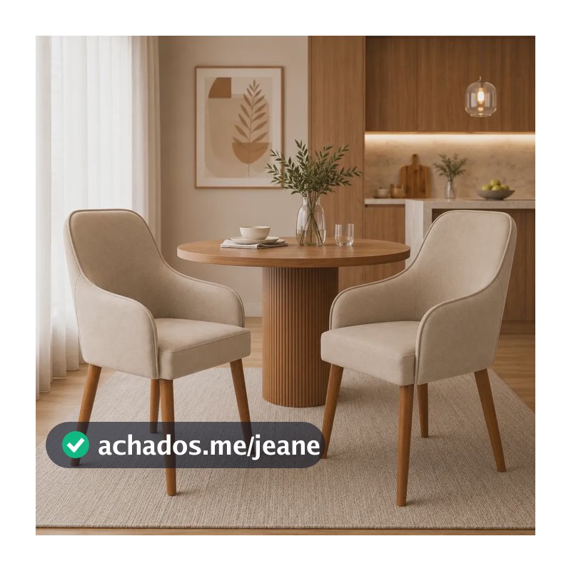 Kit Cadeira Jantar Stella Estofada Mesa Cozinha Área Gourmet Liso Bege