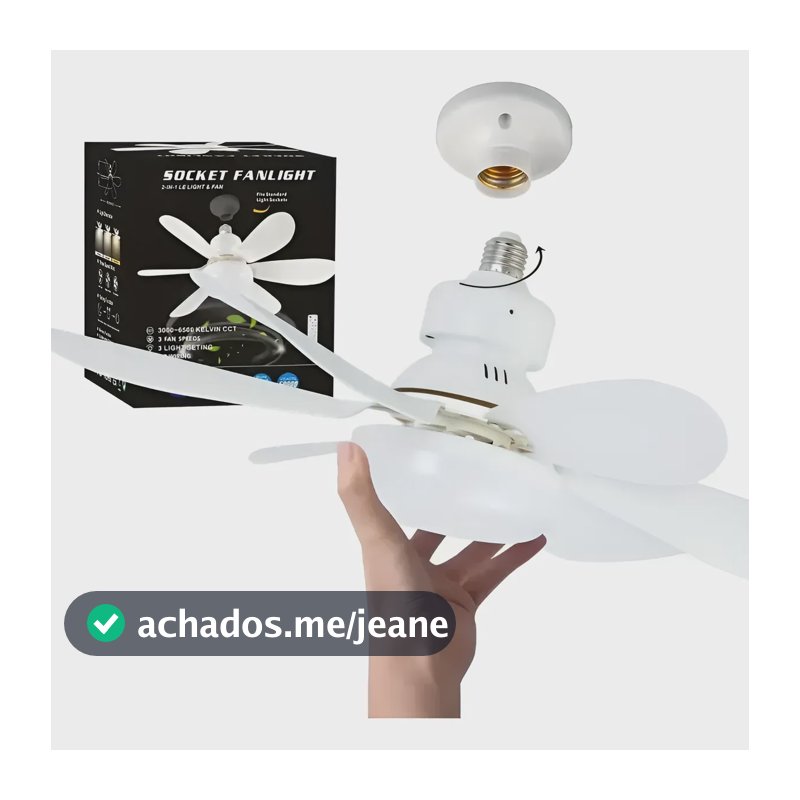 Ventilador De Teto Silencioso Com Luz Led 60w 3 Velocidades 50 Cm 50 Hz X 60 Hz Branco 127/220v Plástico 6