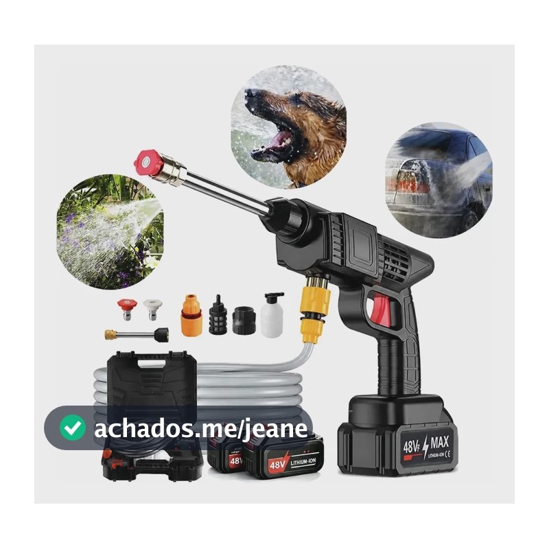 Lavadora A Jato De Alta Pressão Portátil Recarregáveel Preto Preto 127/220v 50 Hz/60 Hz
