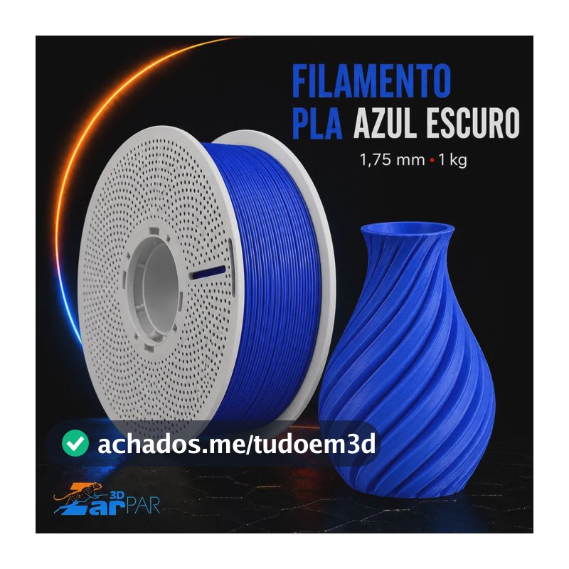 Filamento Pla Impressora 3d Com 1.75mm Sem Entupimento Flexivel 1kg Impressão Premium Cor Azul Escuro