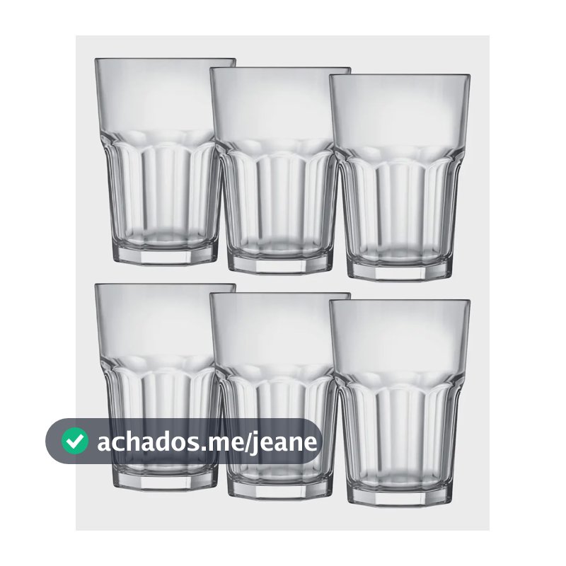 Jogo 6 Copos Vidro Grosso 350ml G - Horse Transparente Lava-louças