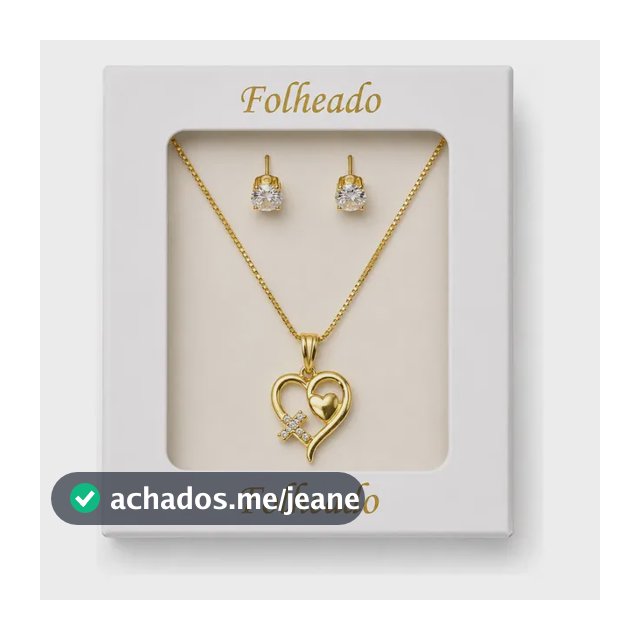 Conjunto Folheado A Ouro Com Brinco E Colar De Zircônia