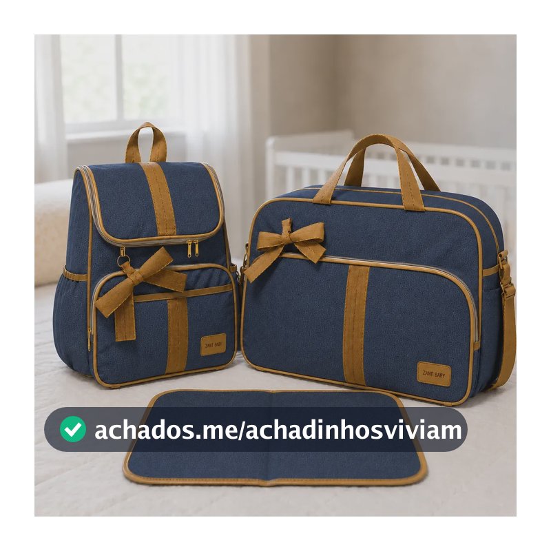 Kit Bolsa Maternidade Menino Saída Com Mochila E Trocador Azul-marinho