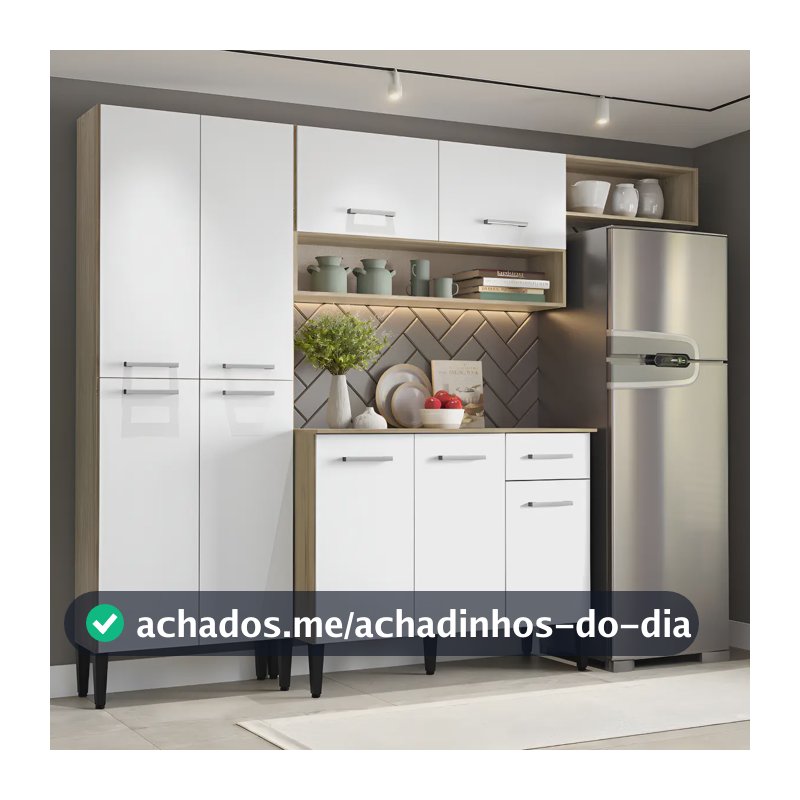 Cozinha Compacta Arizona Glam Carvalho com Branco Carraro