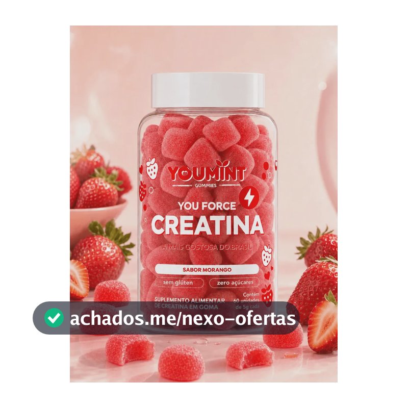 CREATINA GUMMY YOUMINT – SABOR MORANGO – ZERO AÇÚCARES – 60 GOMAS
