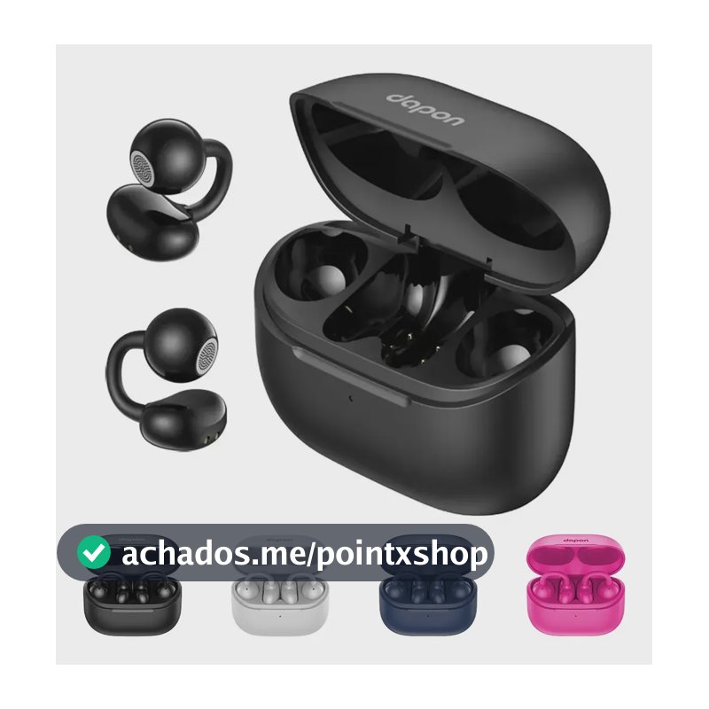 Fone Open Ear Dapon DPF25 Bluetooth 6.0 Sem Fio Com Microfone ENC 6H Tempo de espera de até 200 horas Cor Preto
