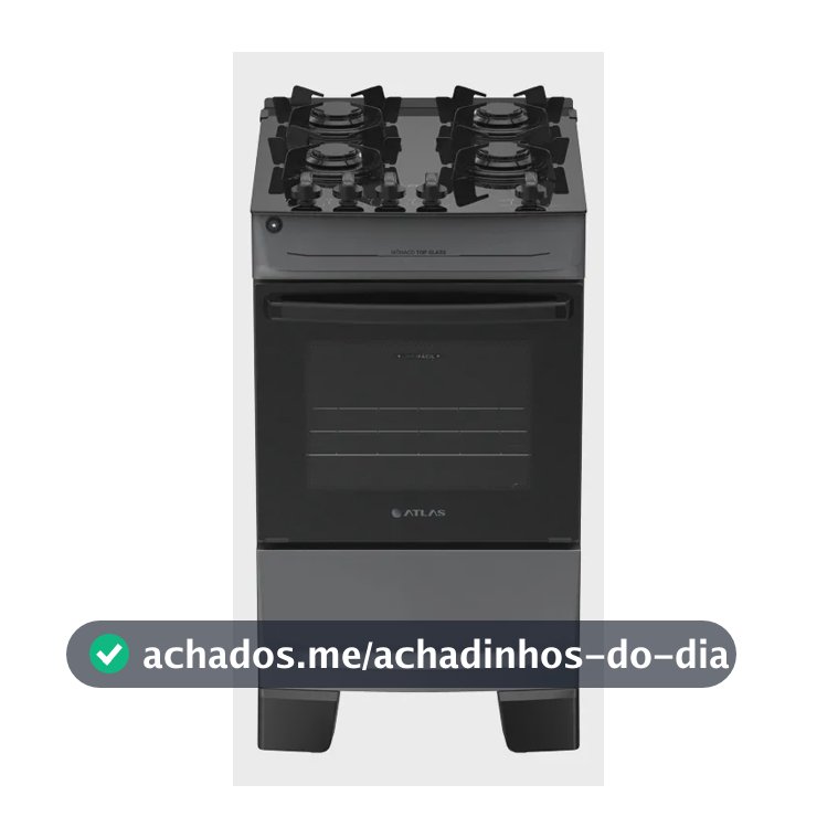 Fogão 4 Bocas Atlas Mônaco Top Glass Automático Mesa De Vidro Titanium