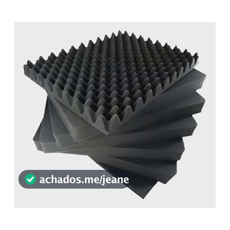 100 Peças Espuma Acustica Casca De Ovo 50x50 3cm Antichamas Cinza-escuro