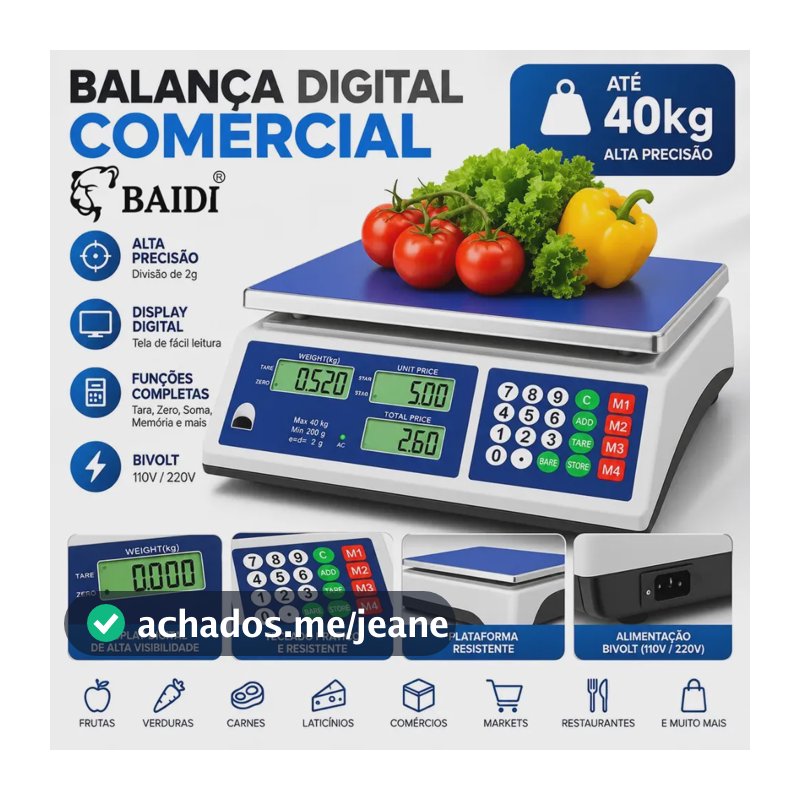 Balança Digital Preço Eletrônico Comercial 40kg Precisão Comercio Mercado Comerciante Hortifrutti