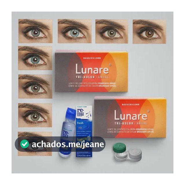 Lente De Contato Colorida Lunare Anual- Sem Grau + Renu 60