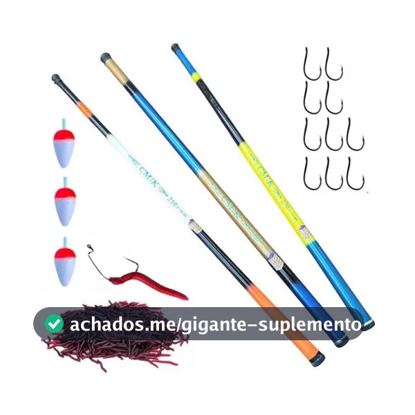 Kit 3 Varas de Pesca Telescópicas CMiK 2,10m 2,70m 3,00m Fibra Vidro