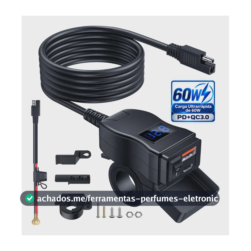 Carregador De Celular Moto Usb 3.0 Turbo À Prova D'água