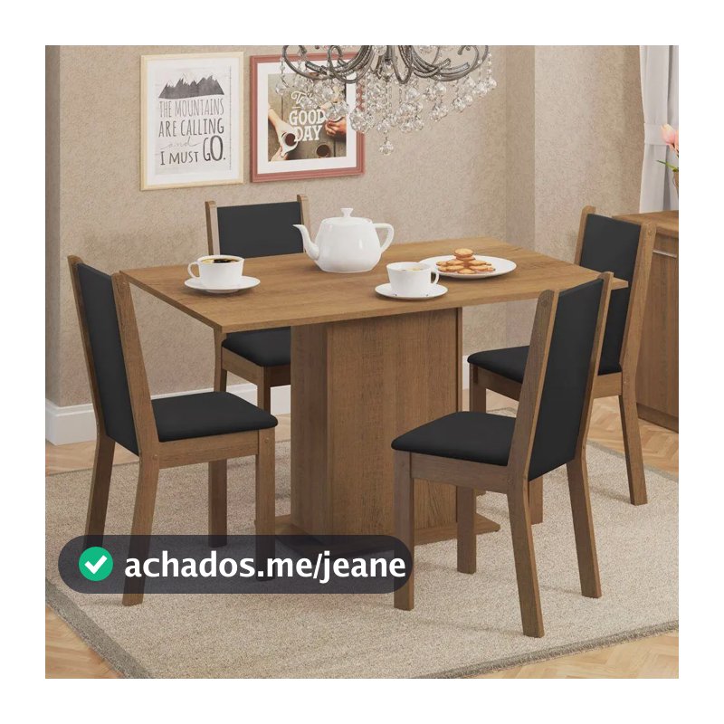 Conjunto Sala De Jantar Madesa Tampo De Madeira 4 Cadeiras